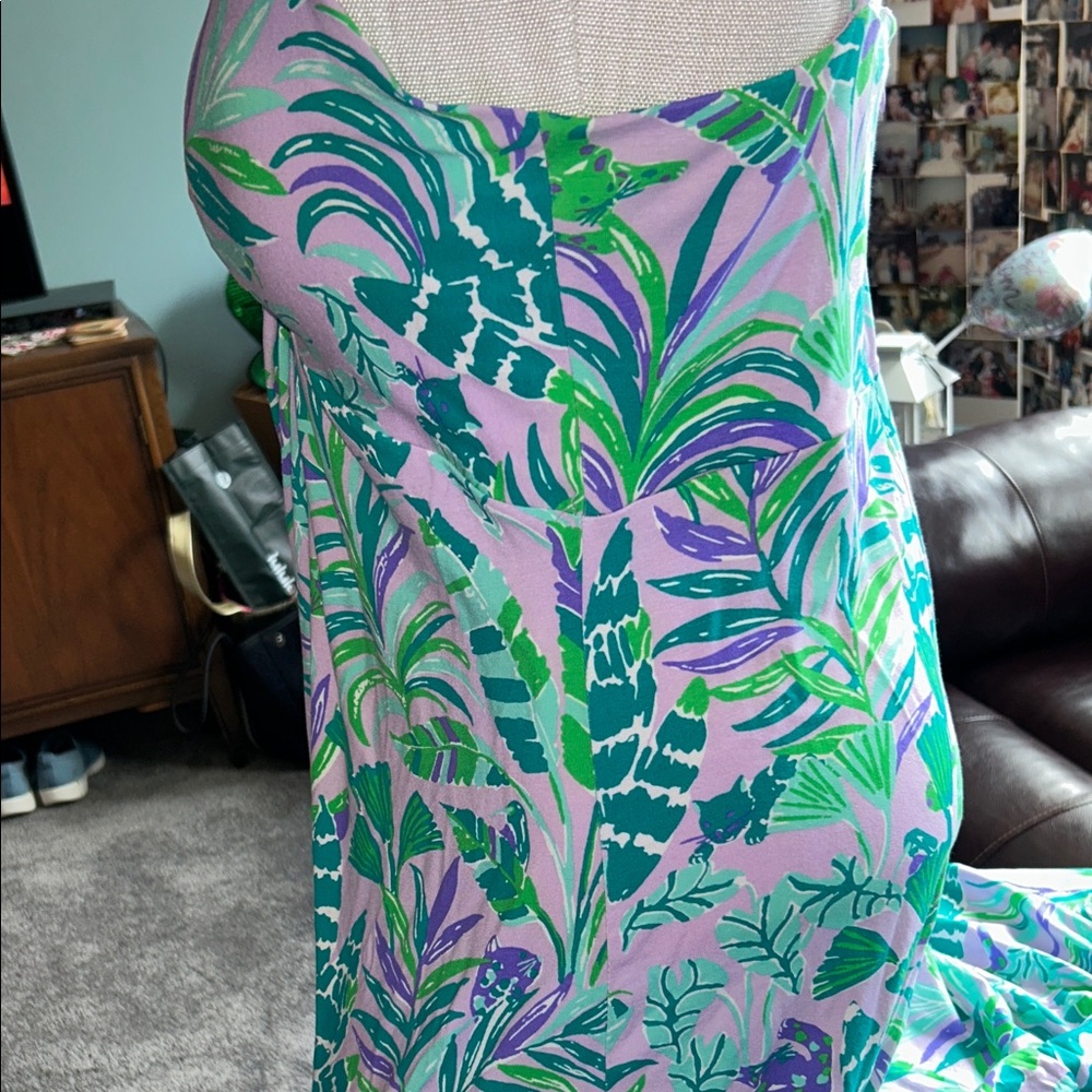 Lilly Pulitzer Green & Lavender Trop V‑Neck Spag Strap Dress S- 14 
Send Offer - Picture 5 of 8